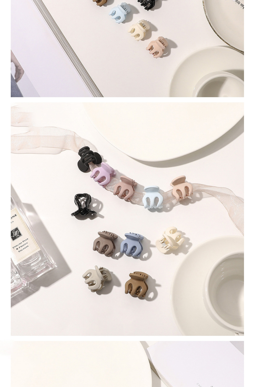Fashion Milky White Resin Mini Frosted Gripper,Hair Claws