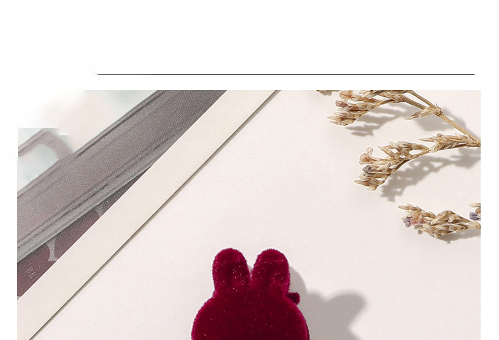 Fashion Bunny Burgundy Mini Flocking Bunny Ears Catch,Hair Claws