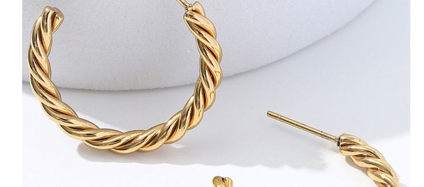 Fashion Twisted C-shaped 25mm Gold Color Stainless Steel Twisted C-shaped Ear Ring,Earrings
