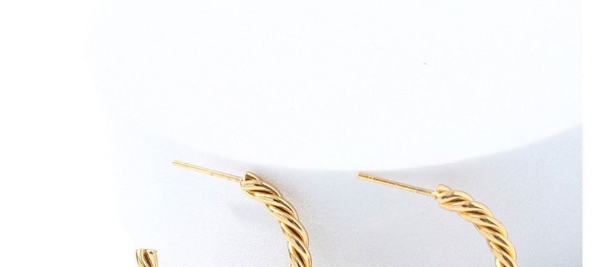 Fashion Twisted C-shaped 25mm Gold Color Stainless Steel Twisted C-shaped Ear Ring,Earrings