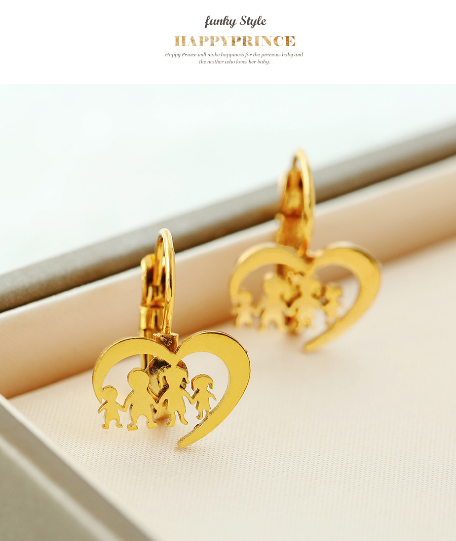 Fashion Gold Titanium Steel Caring Family Earrings,Earrings