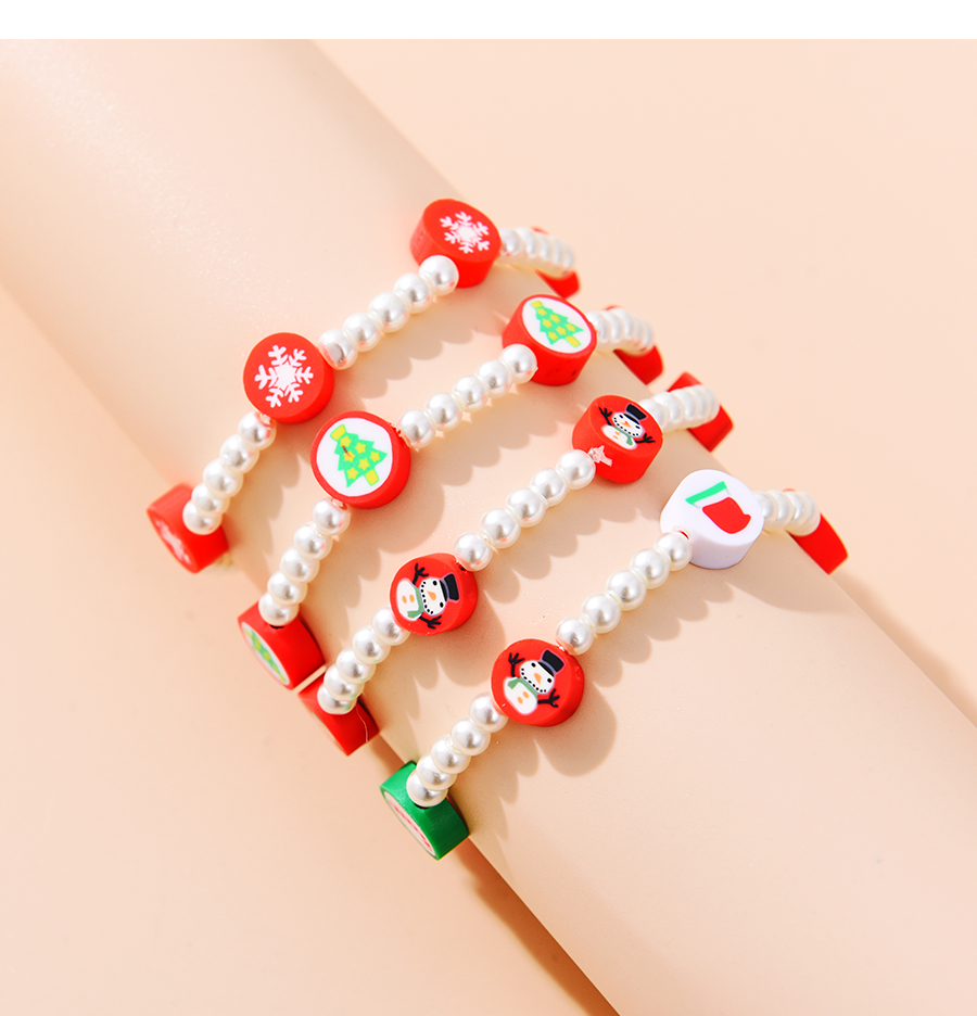 Fashion Christmas Tree Christmas Series Soft Ceramic Pearl Beaded Bracelet,Beaded Bracelet