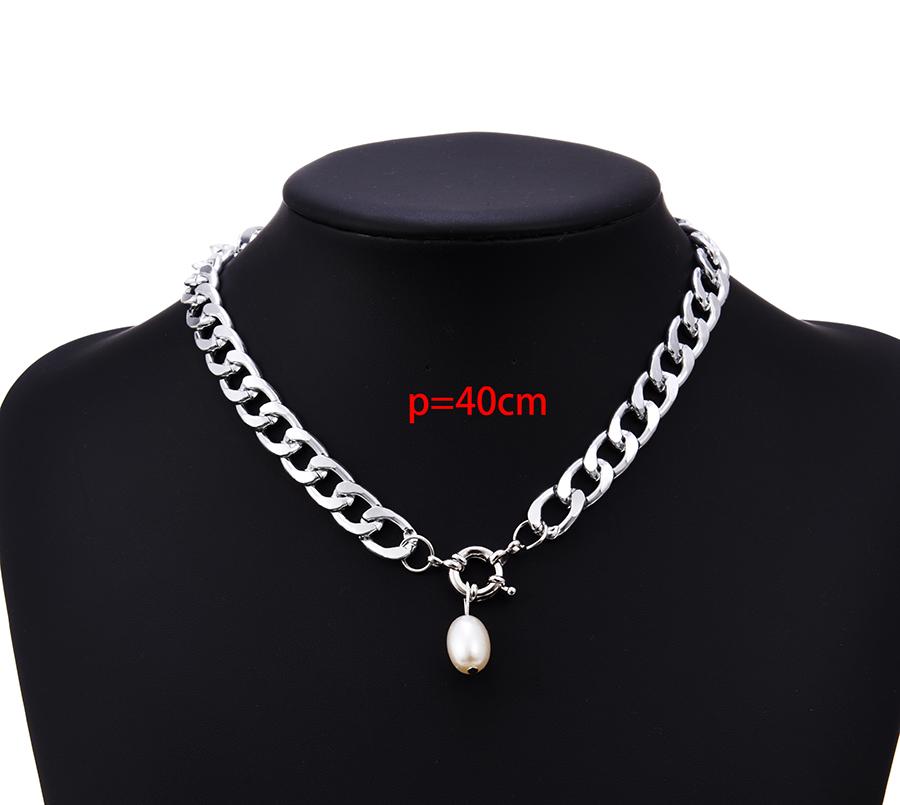 Fashion Silver Alloy Chain Pearl Necklace,Beaded Necklaces