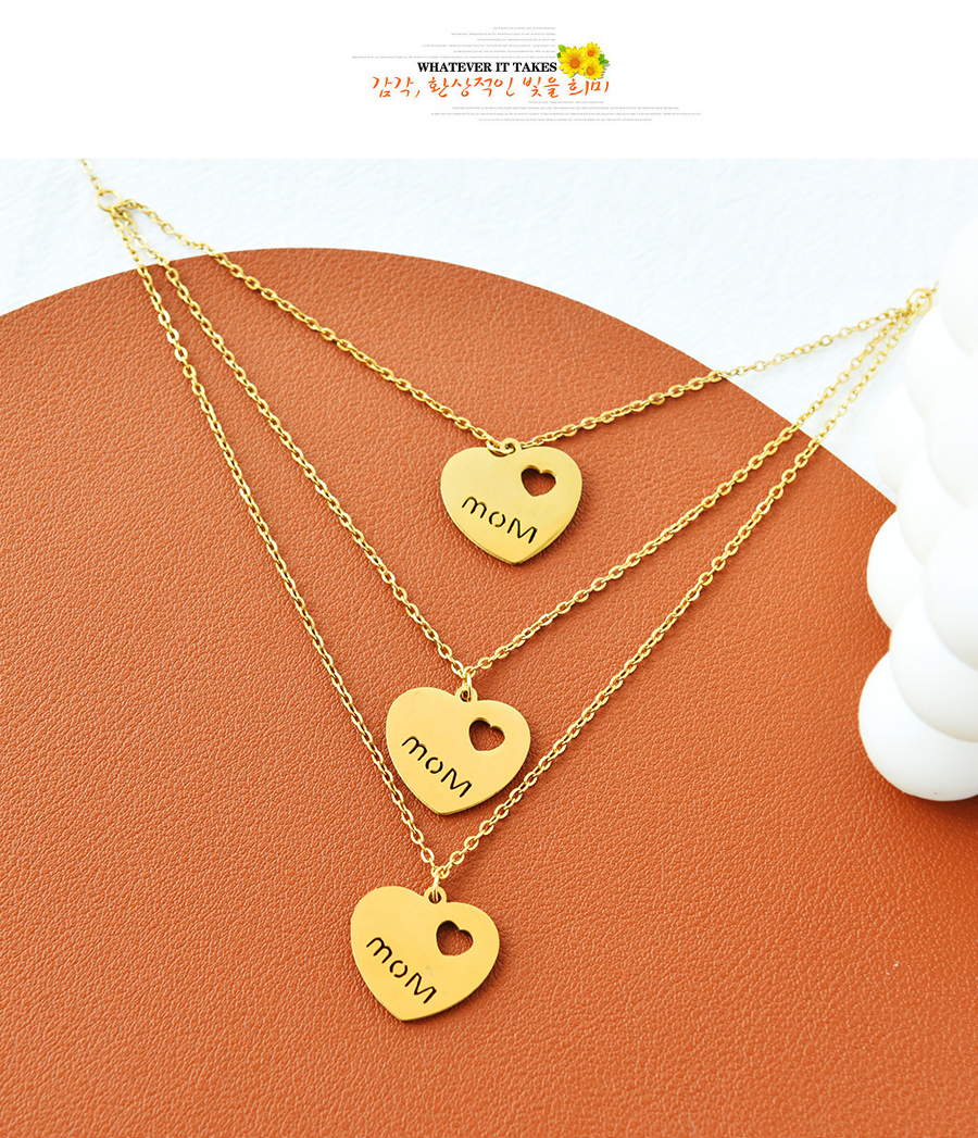 Fashion Gold Titanium Steel Multi-layer Love Letter Necklace And Earrings Set,Jewelry Set