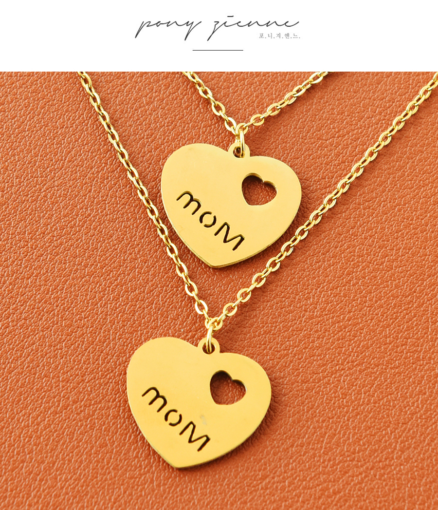 Fashion Gold Titanium Steel Multi-layer Love Letter Necklace And Earrings Set,Jewelry Set