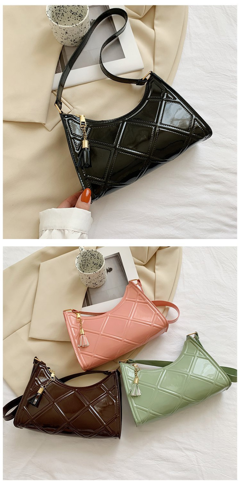 Fashion White Plush Zipper Handbag,Handbags