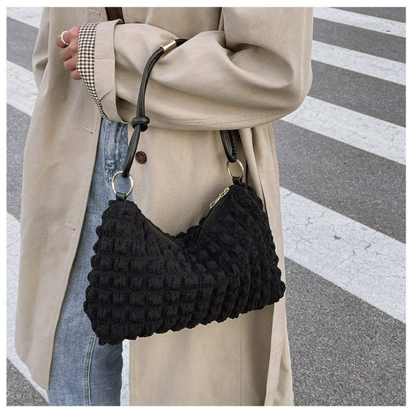 Fashion Black Cloud Rhombus Pleated Crossbody Bag,Shoulder bags