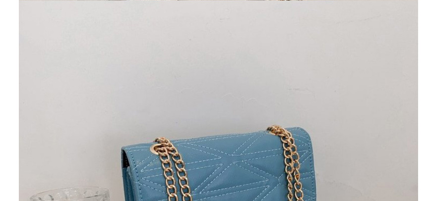 Fashion Blue Pu Geometric Embroidery Thread Lock Crossbody Bag,Shoulder bags
