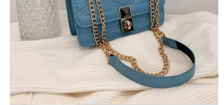 Fashion Blue Pu Geometric Embroidery Thread Lock Crossbody Bag,Shoulder bags