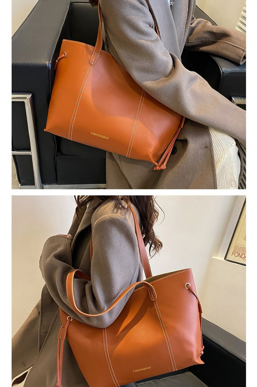 Fashion Brown Pu Large-capacity Handbag,Handbags