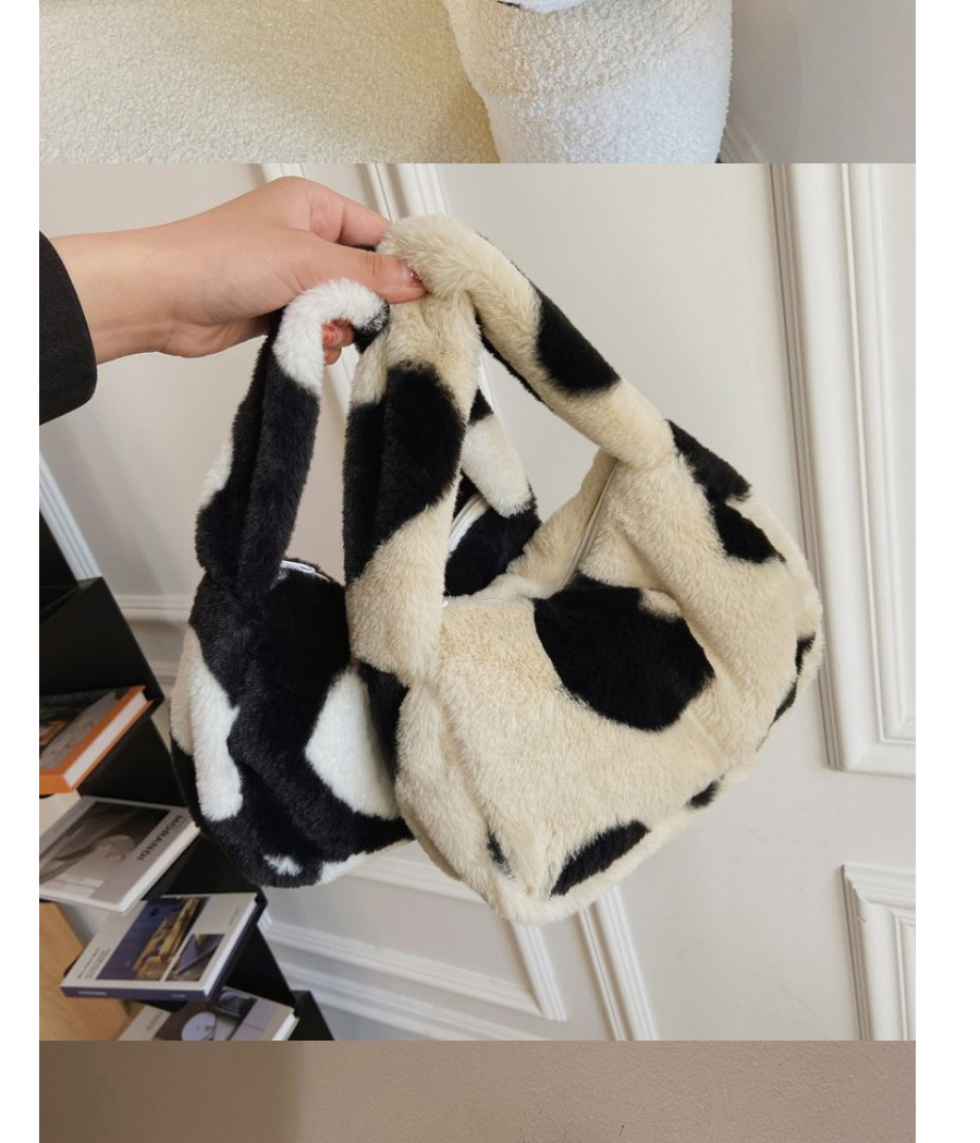 Fashion Off White Cow Pattern Plush Handbag,Handbags
