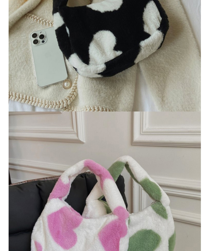 Fashion Black Cow Pattern Plush Handbag,Handbags