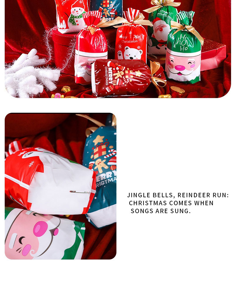 Fashion Green Gift 15*23cm Drawstring Gift Bag With Christmas Print Bouquet (50 Pcs),Festival & Party Supplies