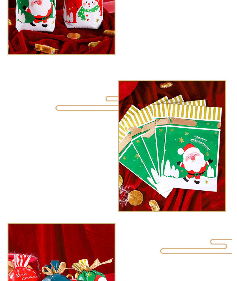 Fashion Red Snowman 15*23cm Christmas Printed Bouquet Mouth Drawstring Gift Bag (50 Pcs),Festival & Party Supplies