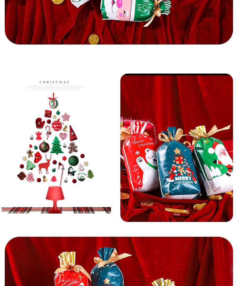 Fashion Hoho15*23cm Drawstring Gift Bag With Christmas Print Bouquet (50 Pcs),Festival & Party Supplies