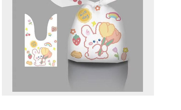 Fashion Bunny Bear 14*23/50 Cartoon Printed Bunny Ears Knotted Candy Packaging Bag,Festival & Party Supplies