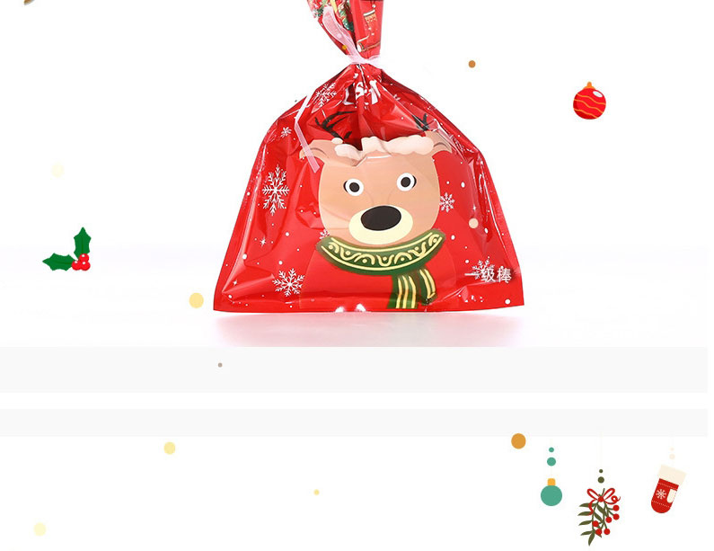 Fashion 24*32cm Red Elk Christmas Print Flat-mouth Ties Gift Bag,Festival & Party Supplies