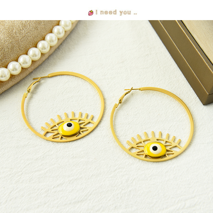 Fashion Yellow Alloy Drip Ring Eye Ear Ring,Hoop Earrings