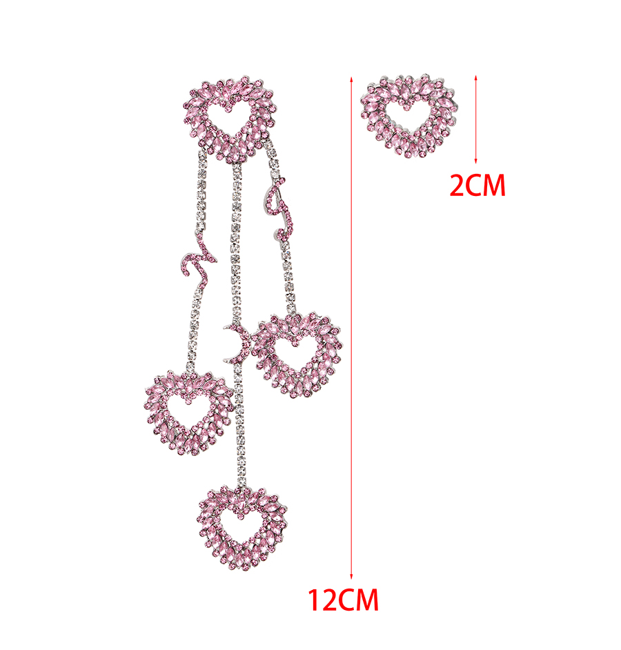 Fashion Silver Alloy Diamond Love Heart Tassel Asymmetrical Earrings,Drop Earrings