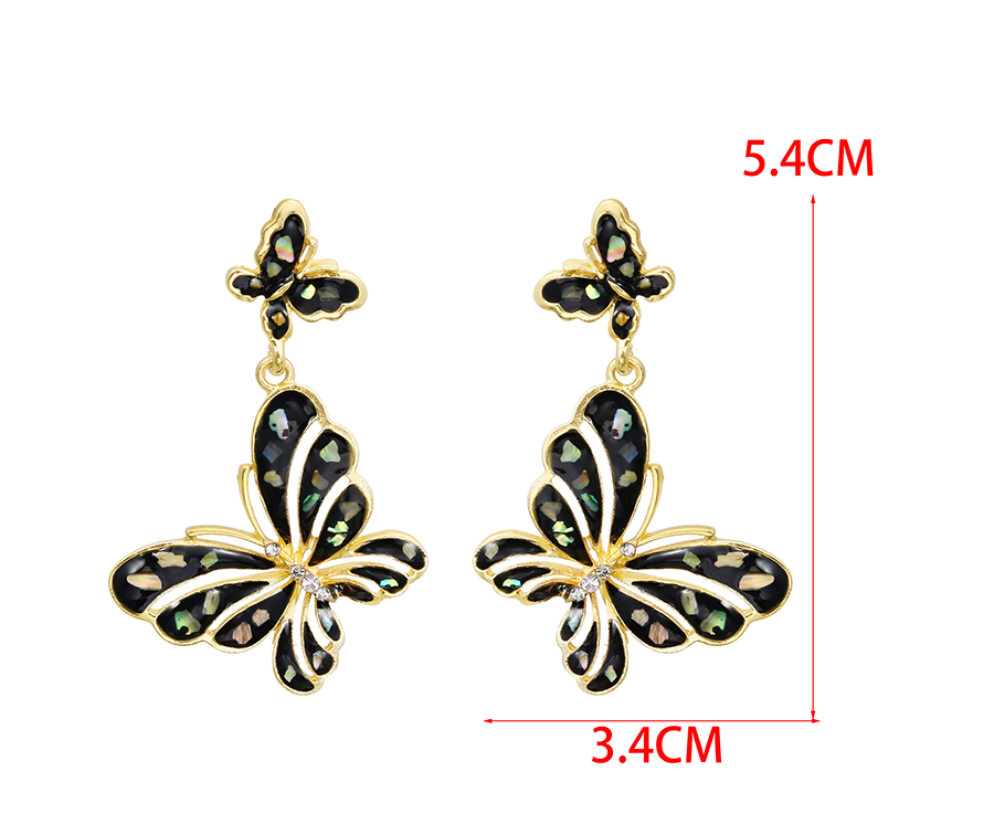 Fashion White Alloy Oil Drop Diamond Hollow Butterfly Stud Earrings,Stud Earrings