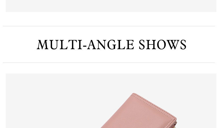 Fashion Pink Multi-card Position Zipper Wallet,Wallet
