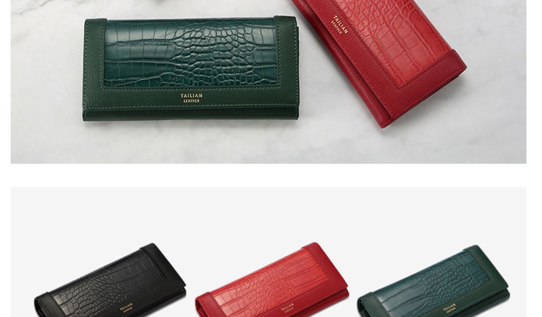 Fashion Green Pu Crocodile Pattern Wallet,Wallet