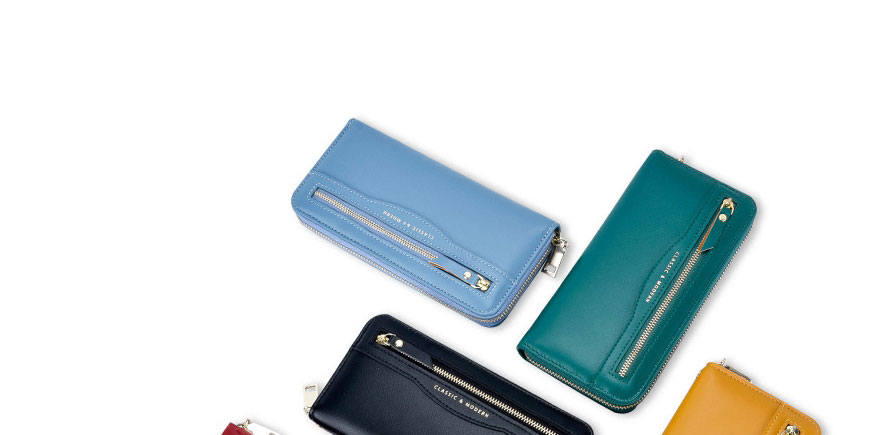 Fashion Green Long Multi-card Zipper Wallet,Wallet