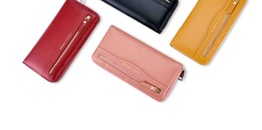 Fashion Red Long Multi-card Zipper Wallet,Wallet
