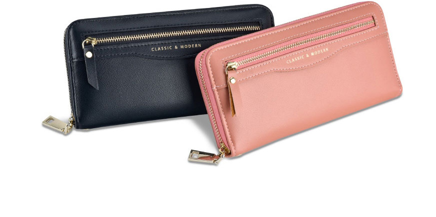 Fashion Blue Long Multi-card Zipper Wallet,Wallet