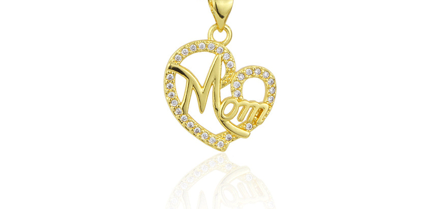 Fashion Gold Color Copper Inlaid Zirconium Heart-shaped Letter Necklace,Necklaces