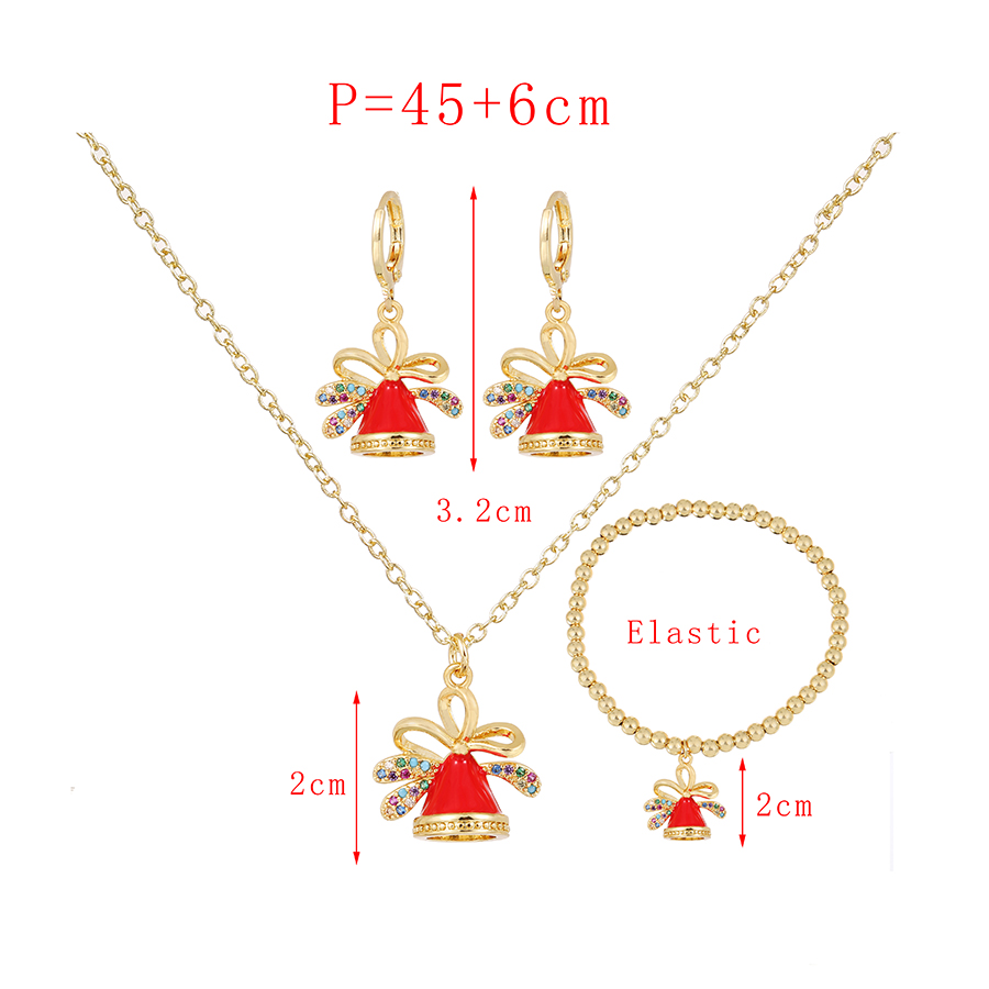 Fashion Red Copper Drop Oil Christmas Bells Beaded Bracelet,Bracelets