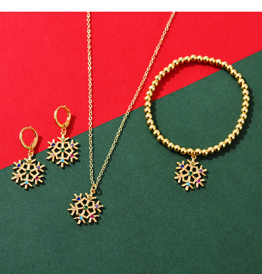 Fashion Color Copper Drop Oil Christmas Snowflake Beaded Bracelet,Bracelets