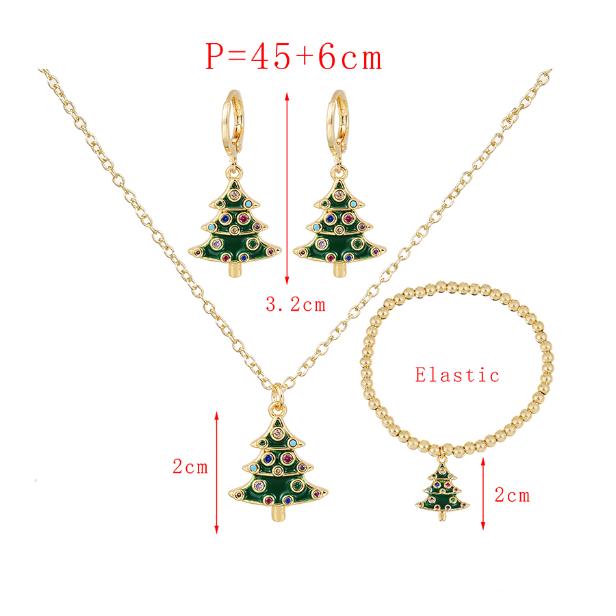 Fashion Green Copper Dripping Oil Christmas Tree Necklace,Necklaces