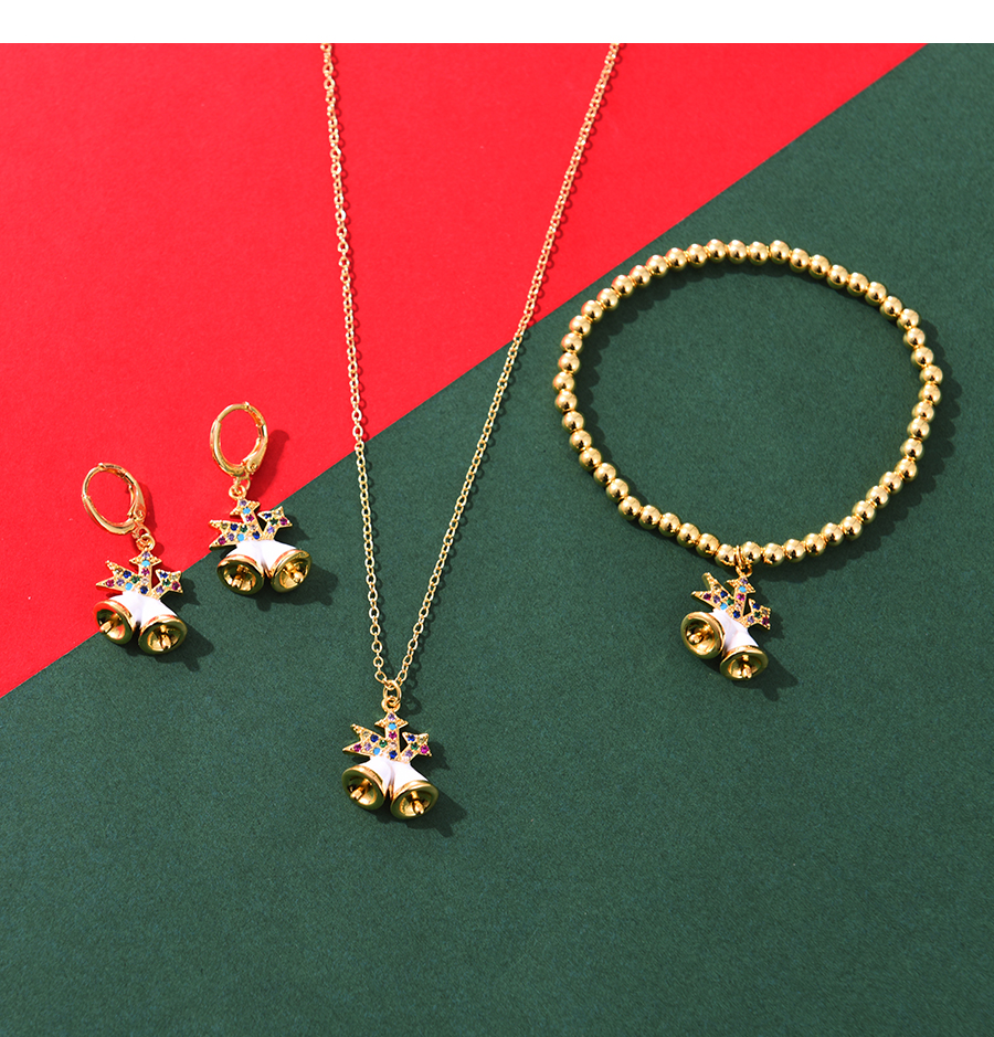 Fashion White Copper Drop Oil Christmas Bells Beaded Bracelet,Bracelets