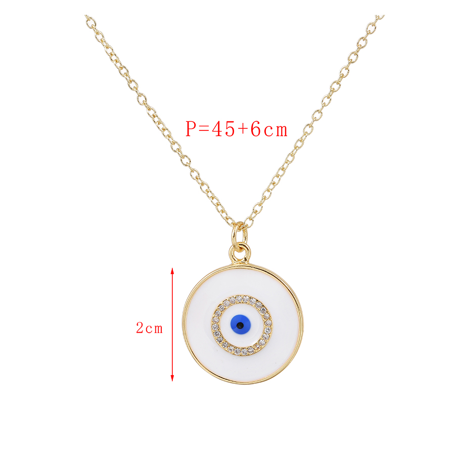 Fashion Gold Copper Inlaid Zirconium Oil Drop Round Eye Necklace,Necklaces