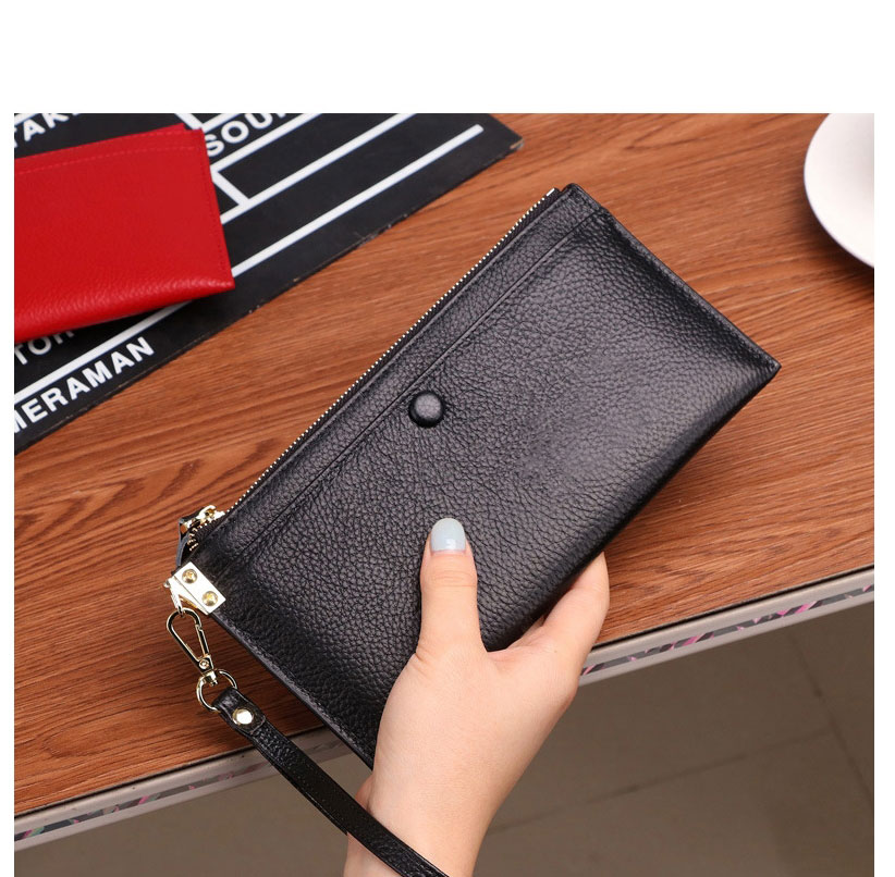Fashion Black Cowhide Multifunctional Zipper Wallet,Wallet
