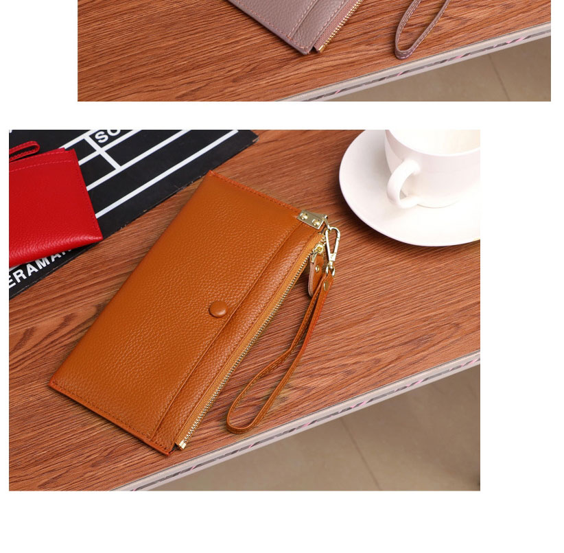 Fashion Red Wine Cowhide Multifunctional Zipper Wallet,Wallet