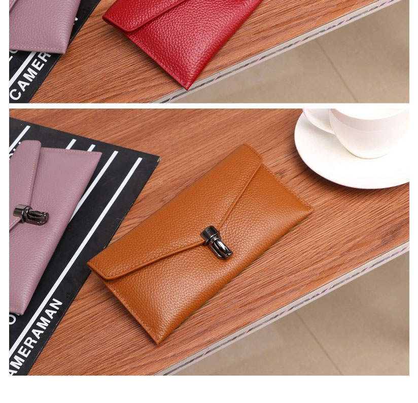 Fashion Taro Purple Cowhide Zipper Long Wallet,Wallet