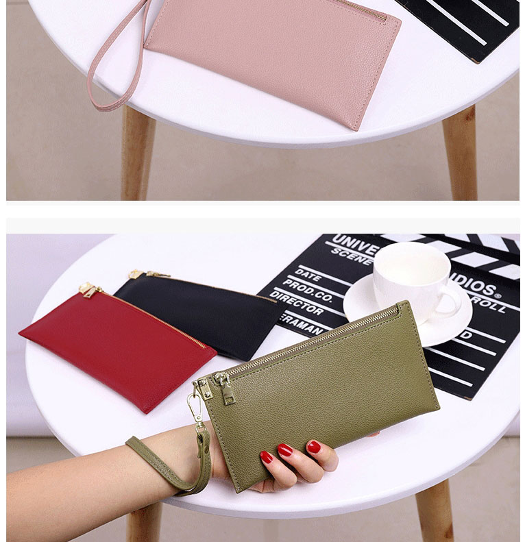 Fashion Pink Leather Zipper Long Wallet,Wallet