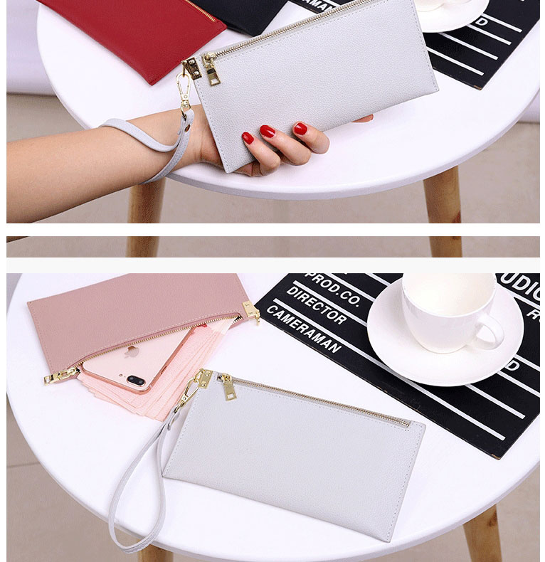 Fashion Pink Leather Zipper Long Wallet,Wallet