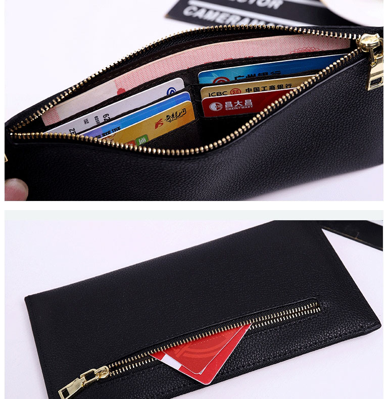 Fashion Light Blue Leather Zipper Long Wallet,Wallet