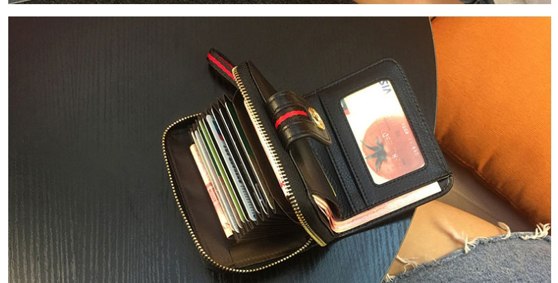 Fashion Red Wine Multi-card Wallet With Leather Buckle,Wallet