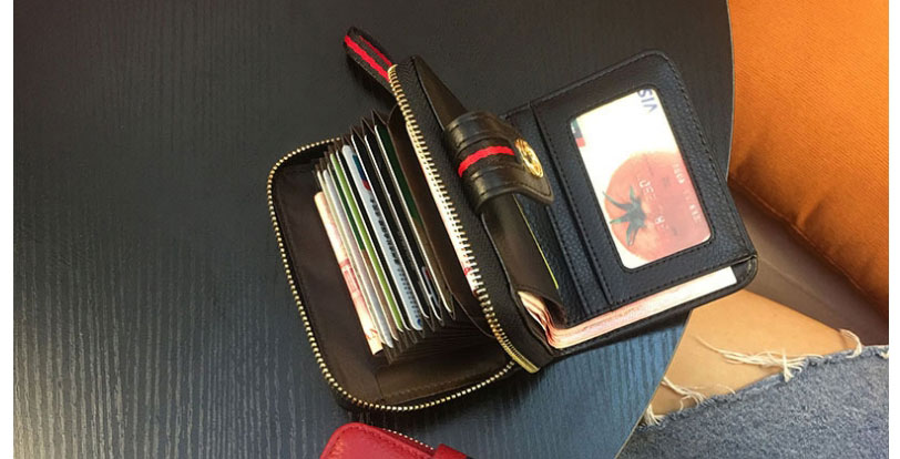 Fashion Natural Multi-card Wallet With Leather Buckle,Wallet