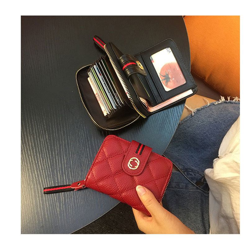 Fashion Red Rhomboid Embroidered Thread Buckle Wallet,Wallet
