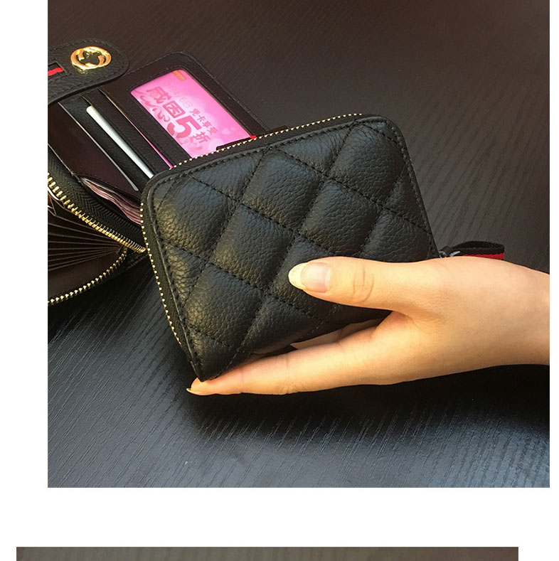 Fashion Taro Purple Rhomboid Embroidered Thread Buckle Wallet,Wallet