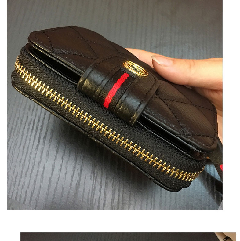 Fashion Black Rhomboid Embroidered Thread Buckle Wallet,Wallet