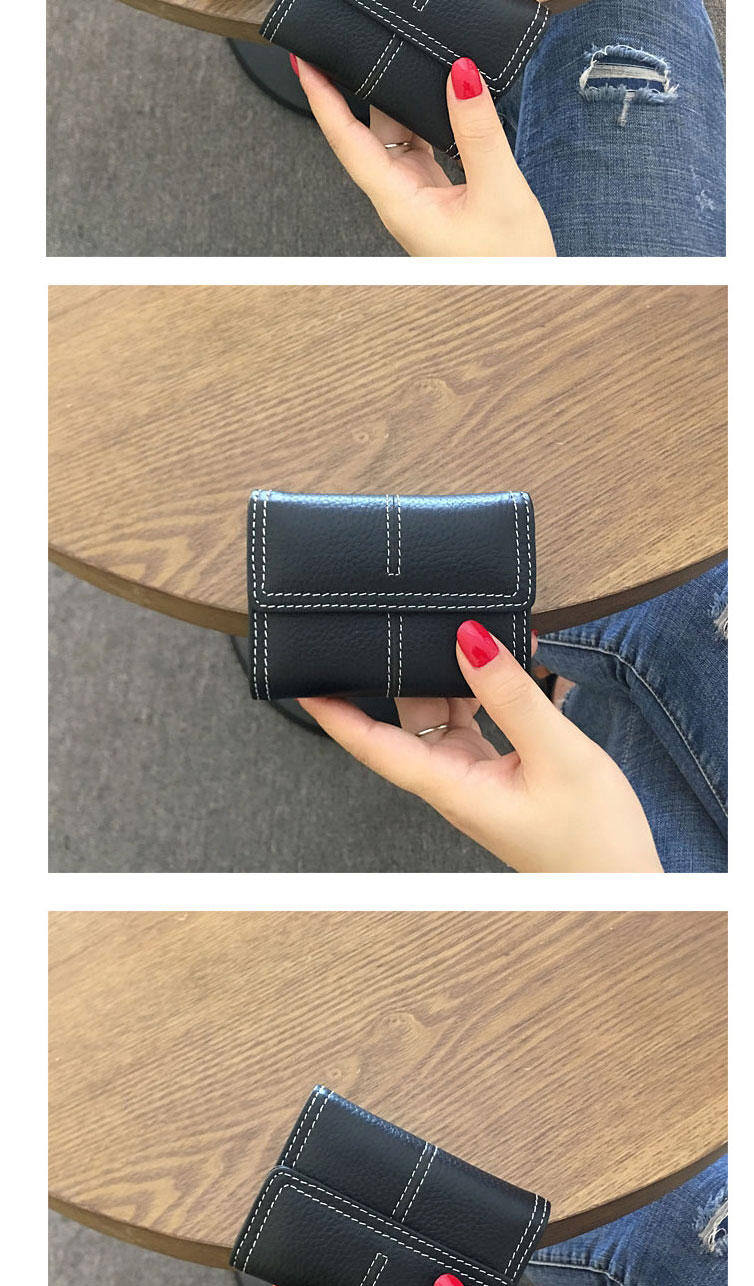 Fashion Black Cowhide Multi-card Buckle Wallet,Wallet