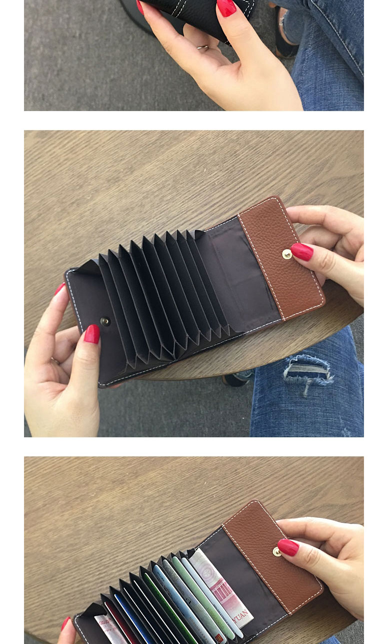 Fashion Black Cowhide Multi-card Buckle Wallet,Wallet