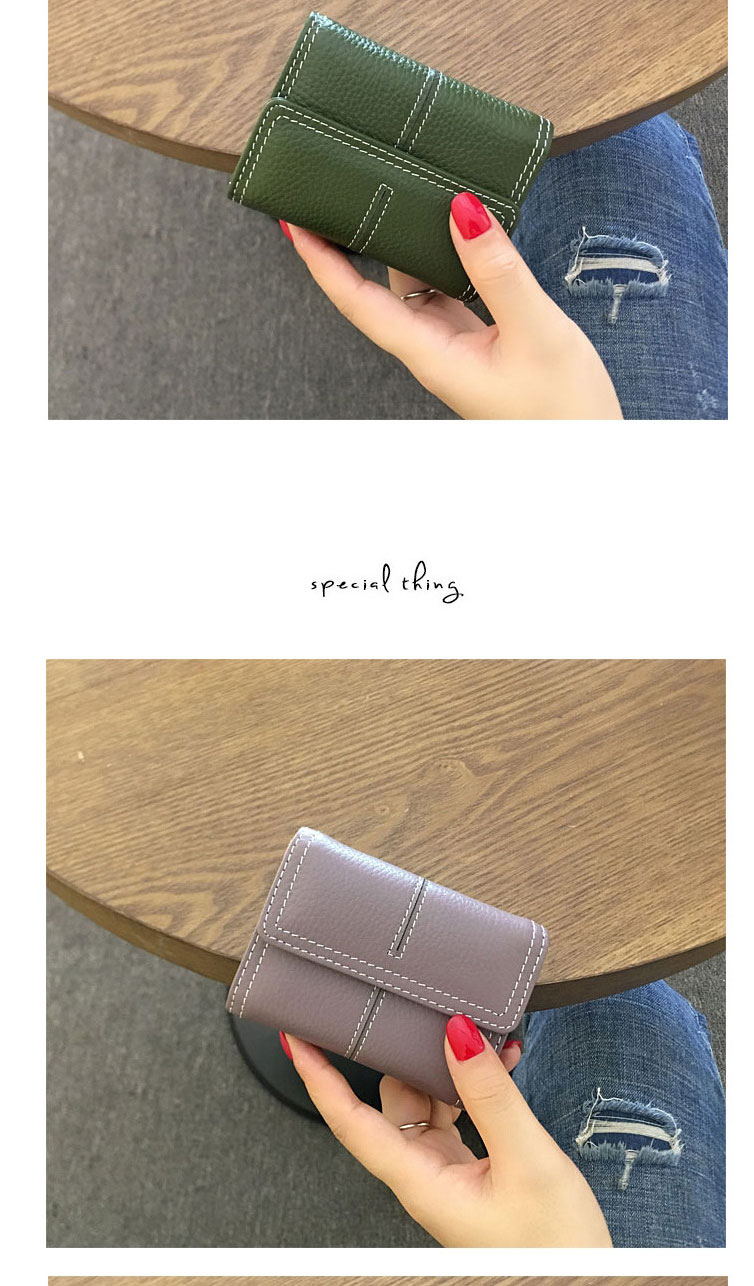 Fashion Taro Purple Cowhide Multi-card Buckle Wallet,Wallet