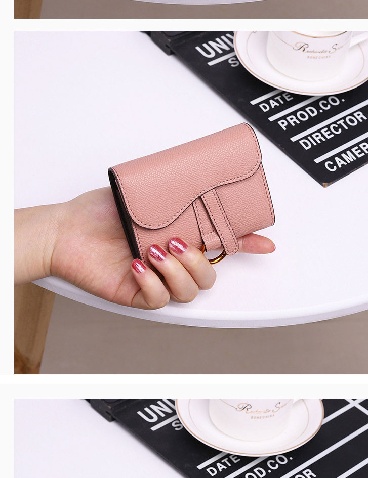 Fashion Pink Multi-card Card Holder With Leather Buckle,Wallet